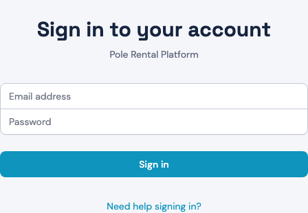 The empty sign-in form: Email address and Password fields above a Sign in button, with a 'Need help signing in?' link below.